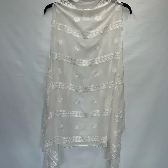 Indigo Soul Cardigan Women’s Large White Sleeveless 100% Polyester Open Front - Picture 2 of 13